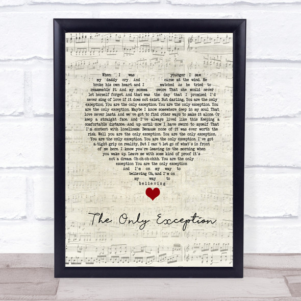 Paramore The Only Exception Script Heart Song Lyric Print