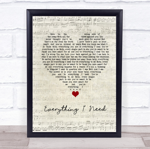 Skylar Grey Everything I Need Script Heart Song Lyric Print