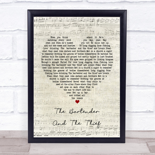 Stereophonics The Bartender And The Thief Script Heart Song Lyric Print