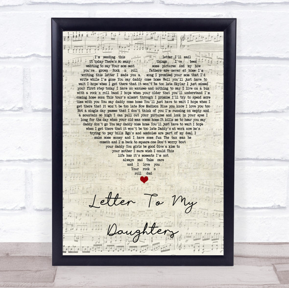 Uncle Kracker Letter To My Daughters Script Heart Song Lyric Print