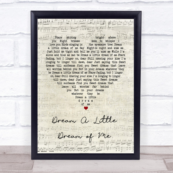 Doris Day Dream A Little Dream of Me Script Heart Song Lyric Print