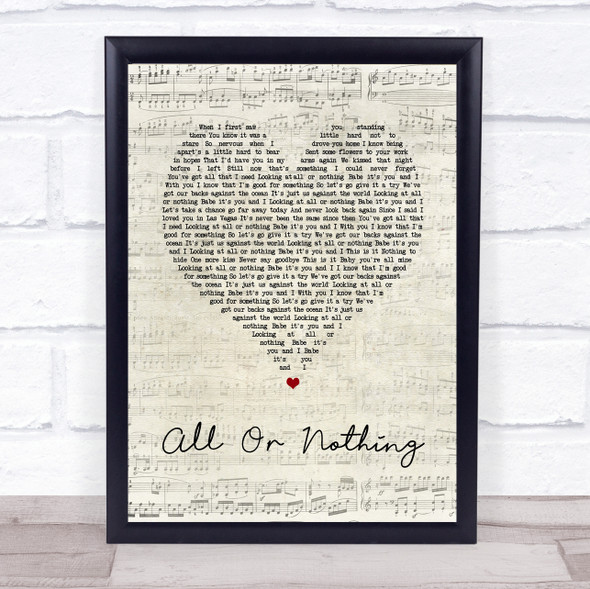 Theory Of A Deadman All Or Nothing Script Heart Song Lyric Print