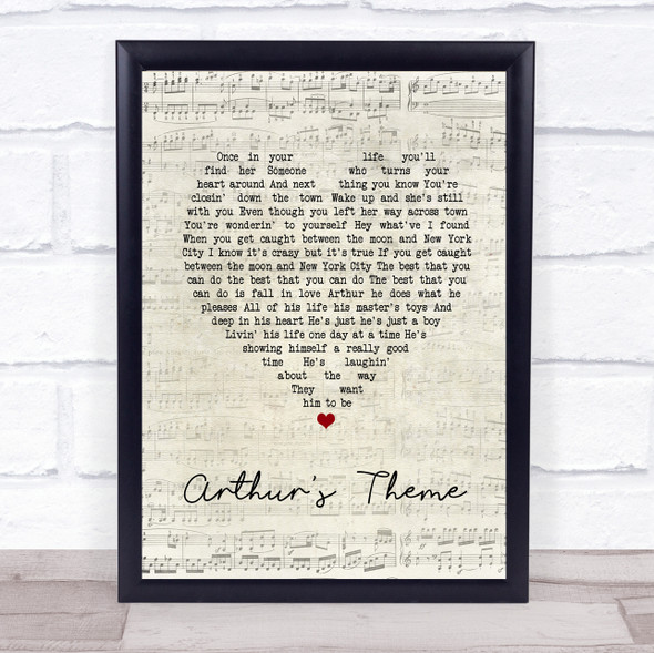 Christopher Cross Arthur's Theme Script Heart Song Lyric Print