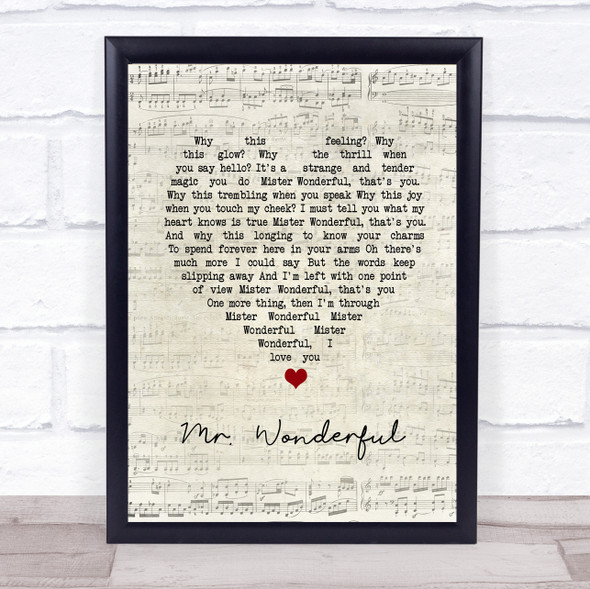 Peggy Lee Mr. Wonderful Script Heart Song Lyric Print