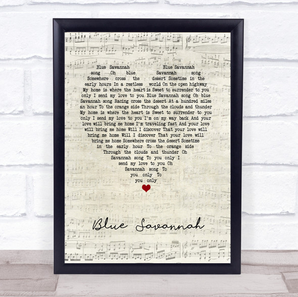 Erasure Blue Savannah Script Heart Song Lyric Print
