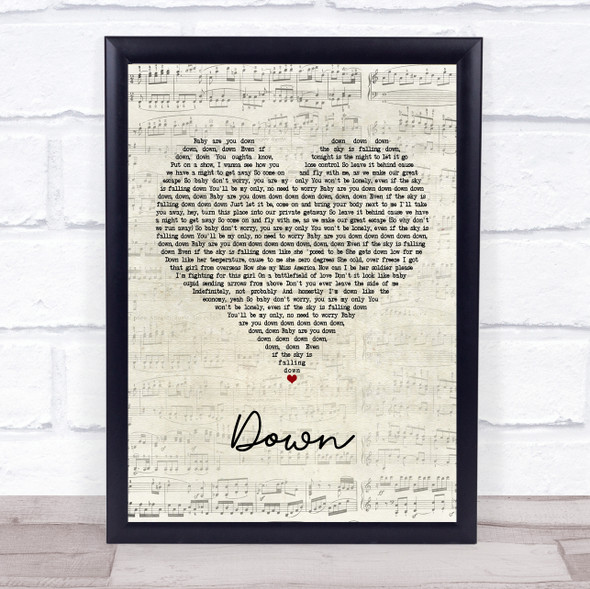 Jay Sean Down Script Heart Song Lyric Print