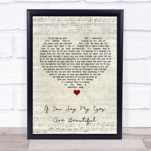 Jermaine Jackson & Whitney Houston If You Say My Eyes Are Beautiful Script Heart Song Lyric Print