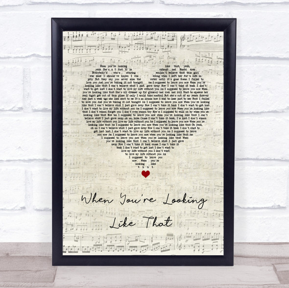 Westlife When You're Looking Like That Script Heart Song Lyric Print