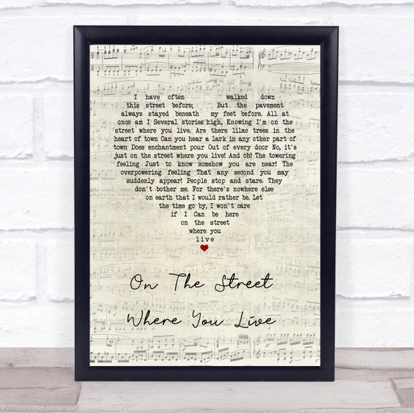 Nat King Cole On The Street Where You Live Script Heart Song Lyric Print