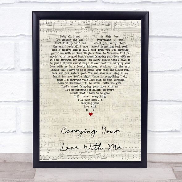 George Strait Carrying Your Love With Me Script Heart Song Lyric Print