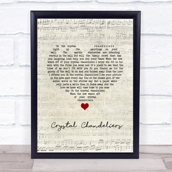 Charley Pride Crystal Chandeliers Script Heart Song Lyric Print