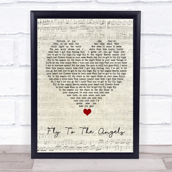Slaughter Fly To The Angels Script Heart Song Lyric Print