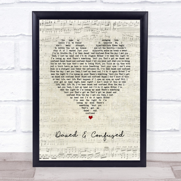 Ruel Dazed & Confused Script Heart Song Lyric Print