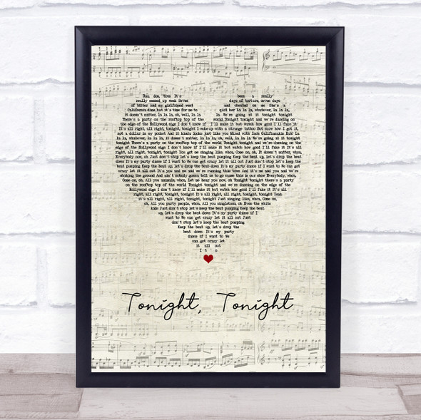 Hot Chelle Rae Tonight, Tonight Script Heart Song Lyric Print