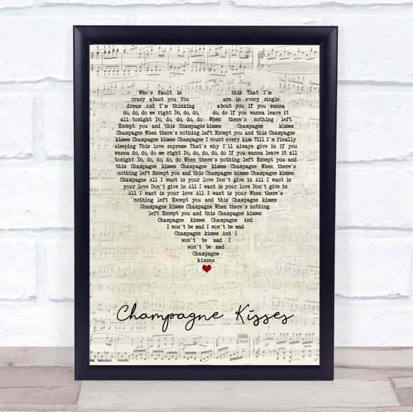 Jessie Ware Champagne Kisses Script Heart Song Lyric Print