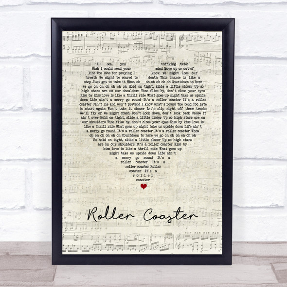 Bon Jovi Roller Coaster Script Heart Song Lyric Print