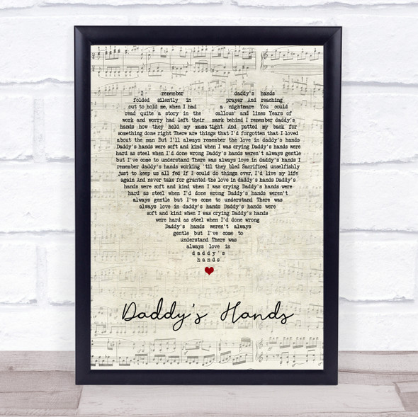 Holly Dunn Daddy's Hands Script Heart Song Lyric Print