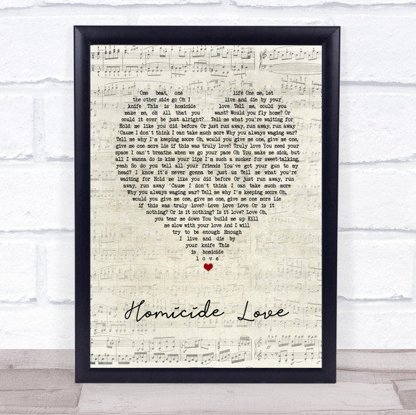 James Arthur Homicide Love Script Heart Song Lyric Print