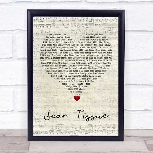 Red Hot Chili Peppers Scar Tissue Script Heart Song Lyric Print