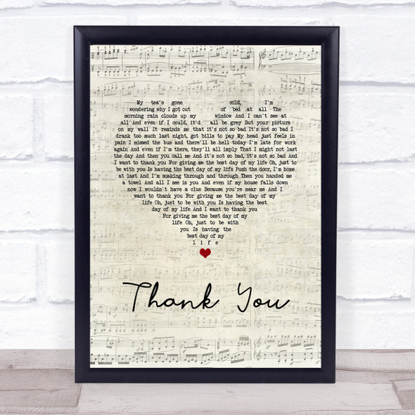 Dido Thank You Script Heart Song Lyric Print