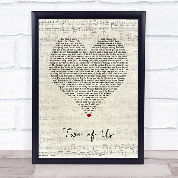 Louis Tomlinson Two Of Us Script Heart Song Lyric Print