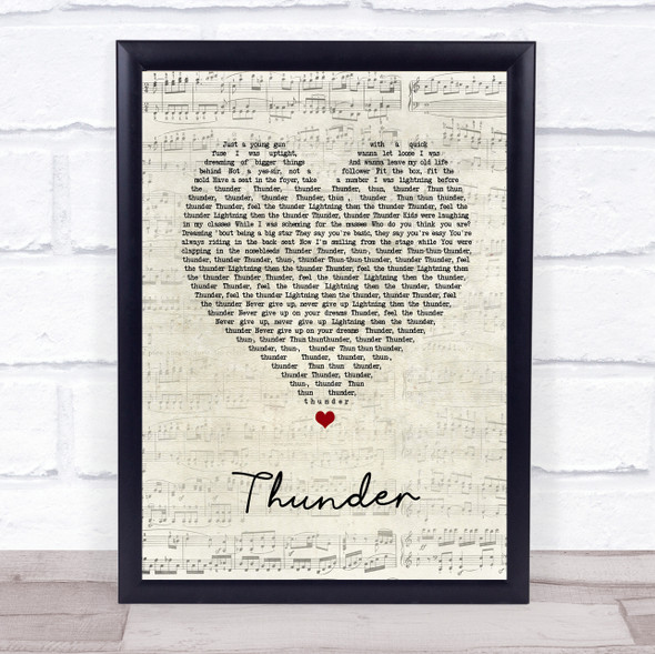 Imagine Dragons Thunder Script Heart Song Lyric Print