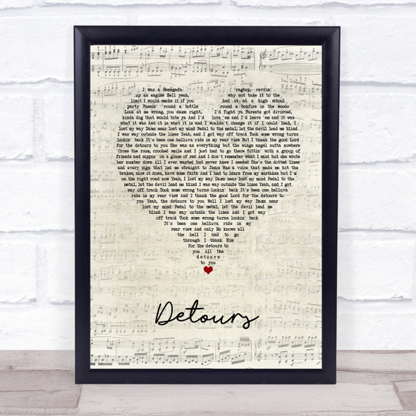 Jordan Davis Detours Script Heart Song Lyric Print