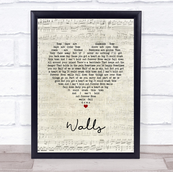 The Lumineers Walls Script Heart Song Lyric Print