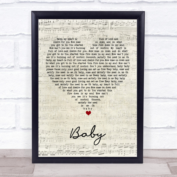 Bakermat Baby Script Heart Song Lyric Print