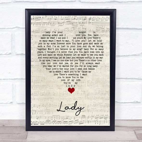 Teddy Pendergrass Lady Script Heart Song Lyric Print