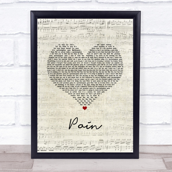 Bugzy Malone Pain Script Heart Song Lyric Print