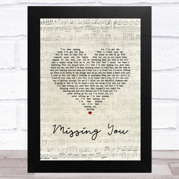 Chris De Burgh Missing You Script Heart Song Lyric Music Art Print