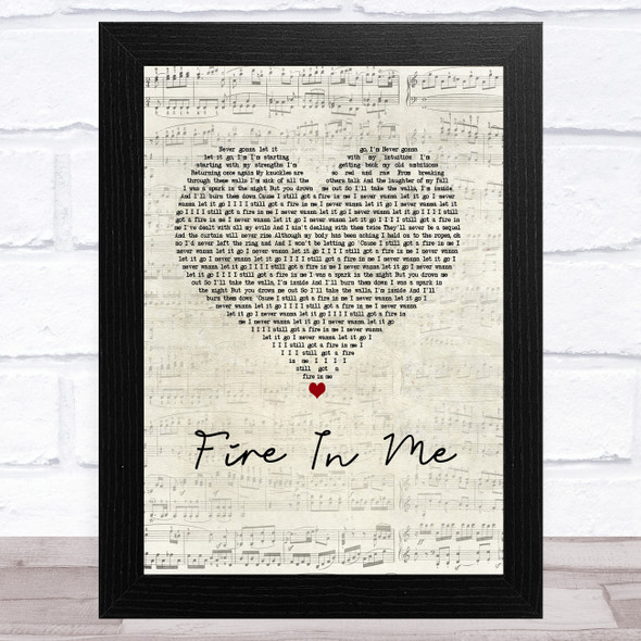 John Newman Fire In Me Script Heart Song Lyric Music Art Print