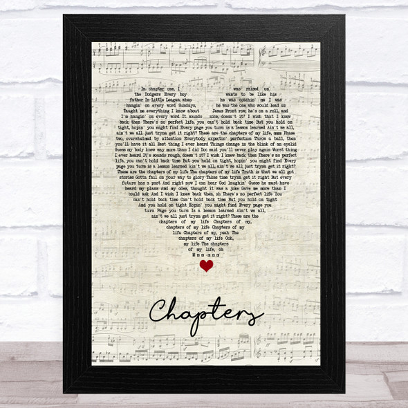 Brett Young Chapters Script Heart Song Lyric Music Art Print