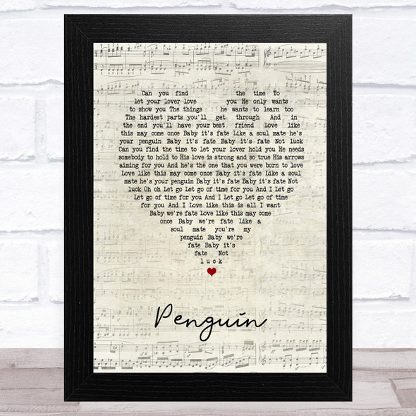 Christina Perri Penguin Script Heart Song Lyric Music Art Print