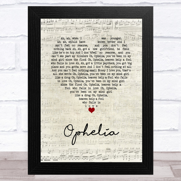 The Lumineers Ophelia Script Heart Song Lyric Music Art Print