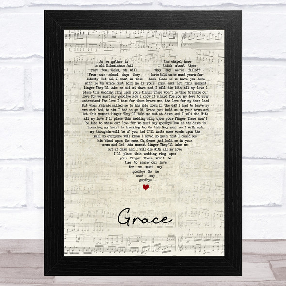 The Wolfe Tones Grace Script Heart Song Lyric Music Art Print