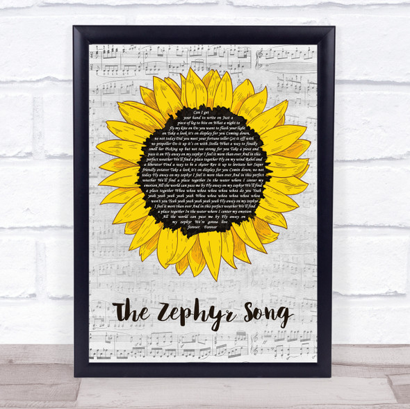 Red Hot Chili Peppers The Zephyr Song Grey Script Sunflower Song Lyric Print