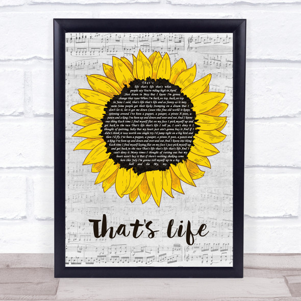 Frank Sinatra That's Life Grey Script Sunflower Song Lyric Print