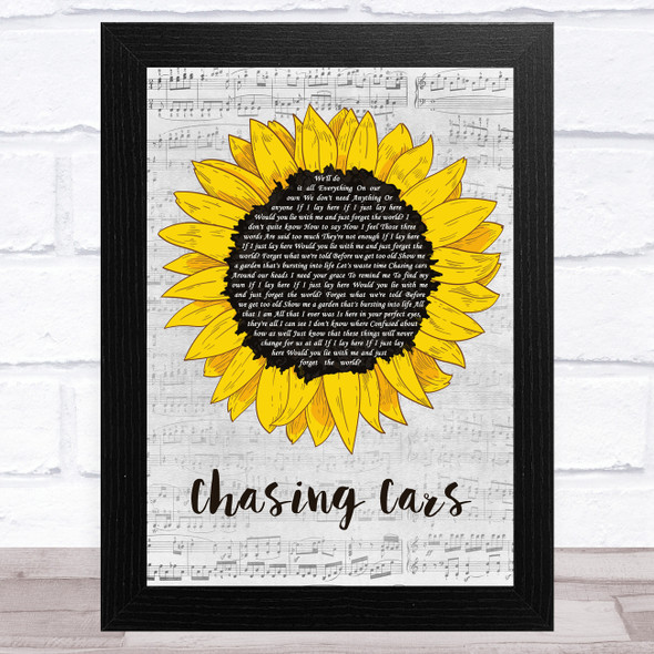 Snow Patrol Chasing Cars Grey Script Sunflower Song Lyric Music Art Print