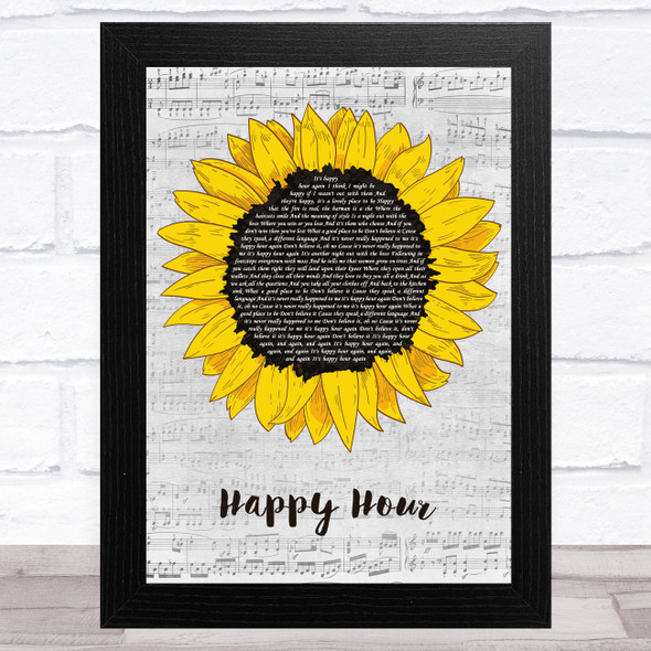 The Housemartins Happy Hour Grey Script Sunflower Song Lyric Music Art Print