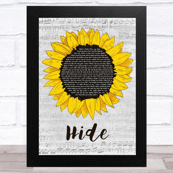 Juice Wrld Hide Grey Script Sunflower Song Lyric Music Art Print