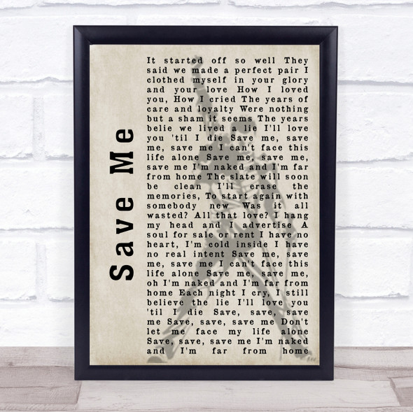 Queen Save Me Freddie Mercury Silhouette Song Lyric Quote Print