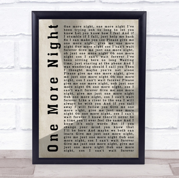 Phil Collins One More Night Shadow Song Lyric Quote Print