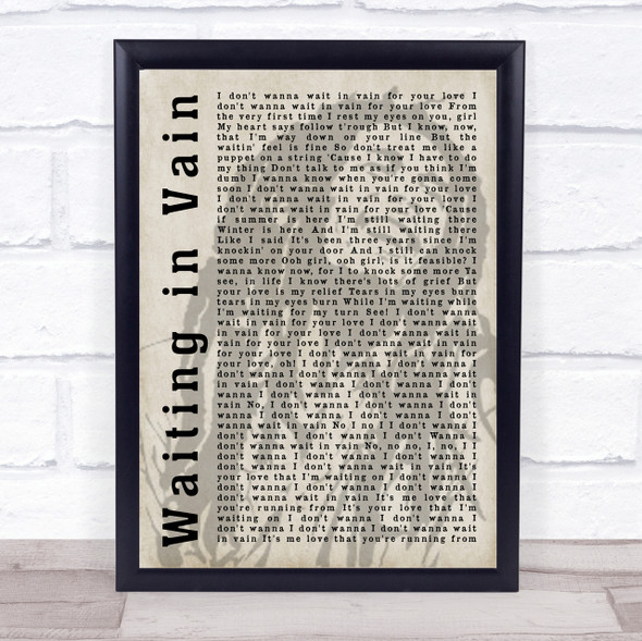 Bob Marley Waiting in Vain Shadow Song Lyric Quote Print