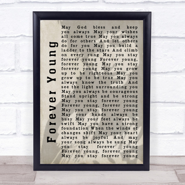 Bob Dylan Forever Young Shadow Song Lyric Quote Print