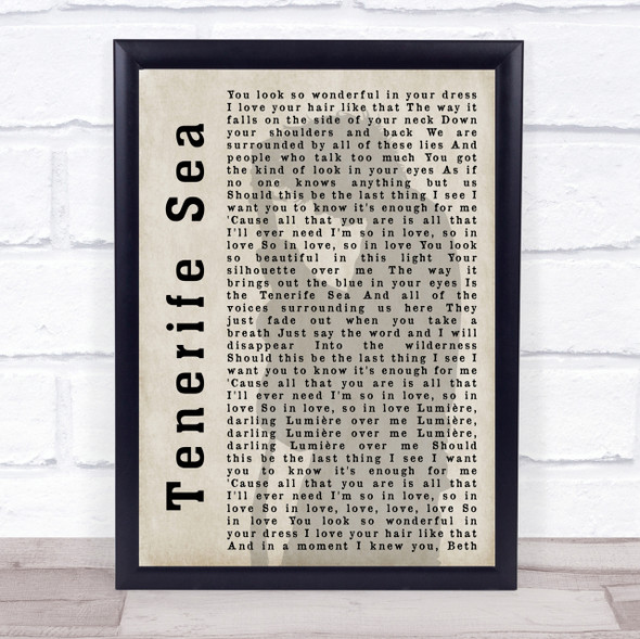 Ed Sheeran Tenerife Sea Shadow Song Lyric Quote Print