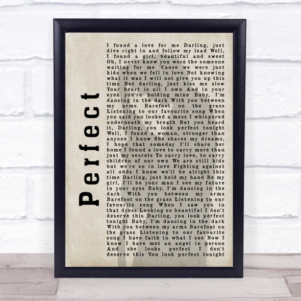 Ed Sheeran Perfect Shadow Song Lyric Quote Print