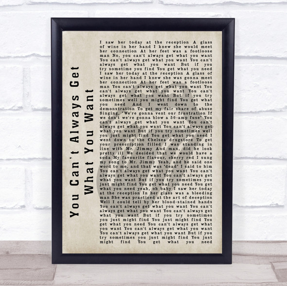 The Rolling Stones You Can?Æt Always Get What You Want Shadow Song Lyric Print