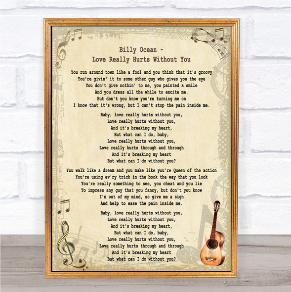 Billy Ocean Love Really Hurts Without You Song Lyric Quote Print